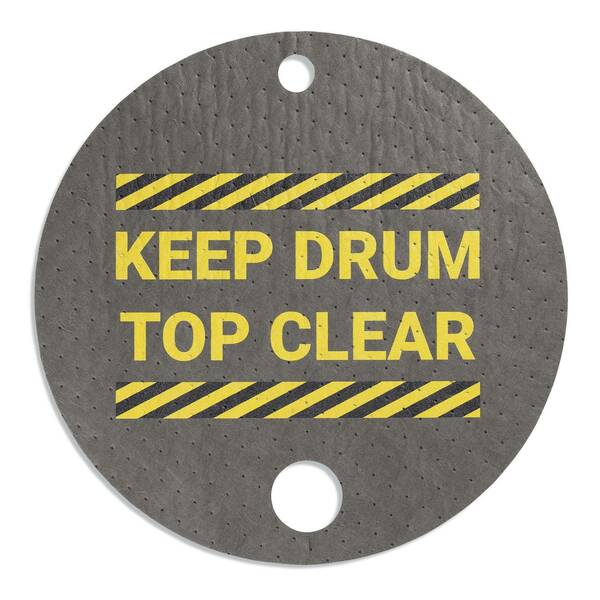 Pig Absorbent Barrel Top Safety Message Mat w Poly Backing Keep Drum Top Clear, 25PK SGN1207